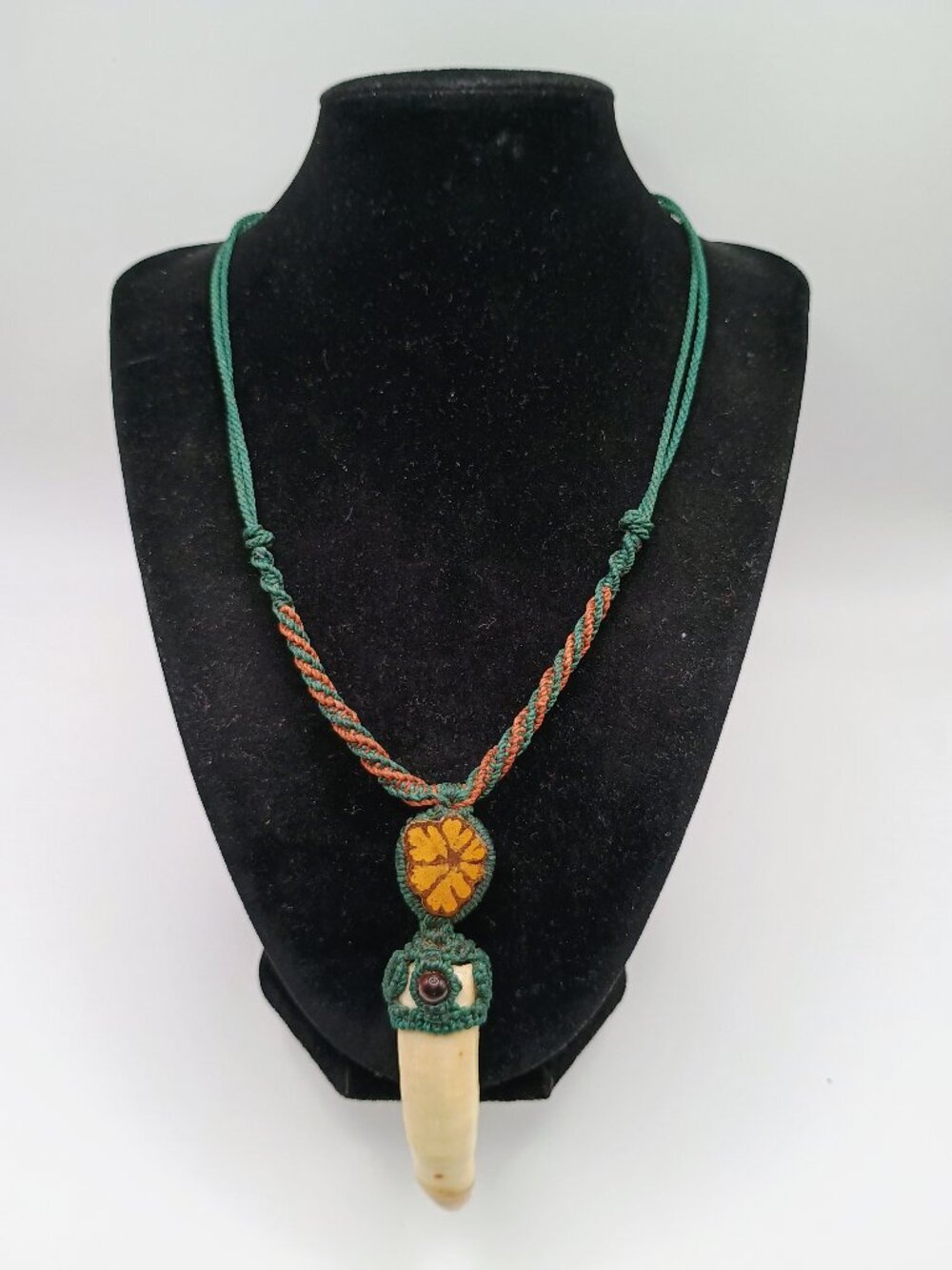 Handmade Shamanic Amulet Macrame Necklace Ayahuasca Flower